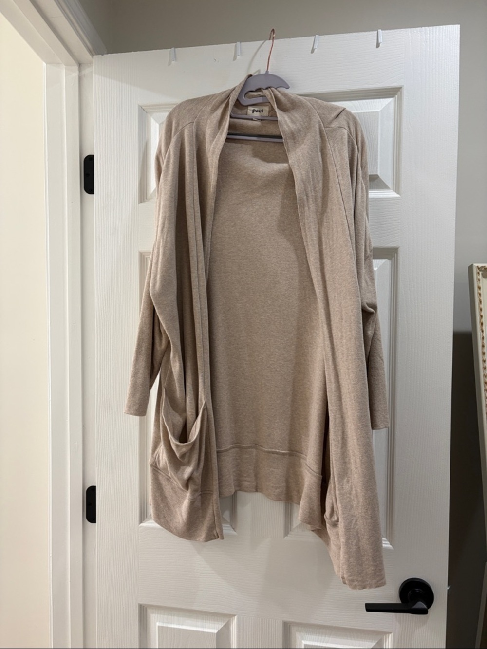 Pact Airplane Cardigan Size M/L Heather Wheat Tan Organic Cotton Top Casual - Picture 2 of 10
